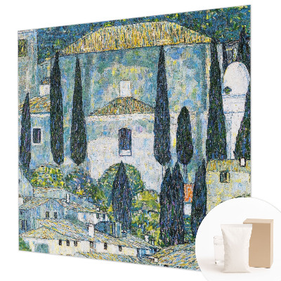 Modern wall mural for living room featuring cypress houses motif