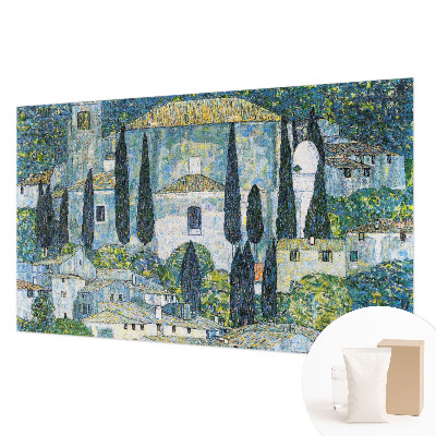 Modern wall mural for living room featuring cypress houses motif