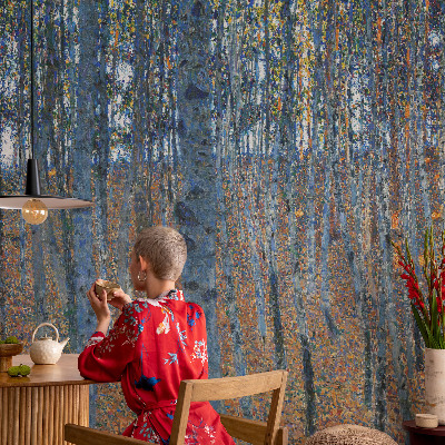 High quality photo wallpaper with a birch forest motif