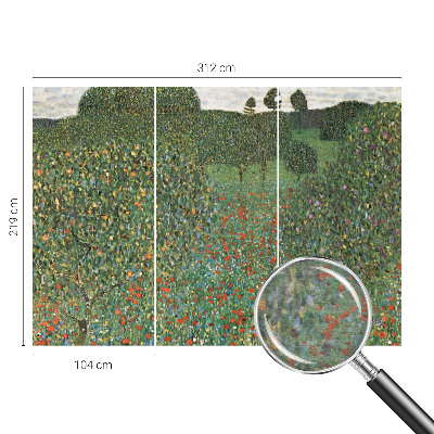 Decorative wall mural for living room with a flower meadow design