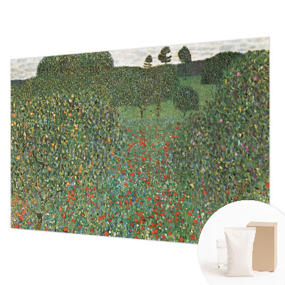 Decorative wall mural for living room with a flower meadow design