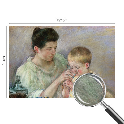 Non-woven wall mural with a parental care motif