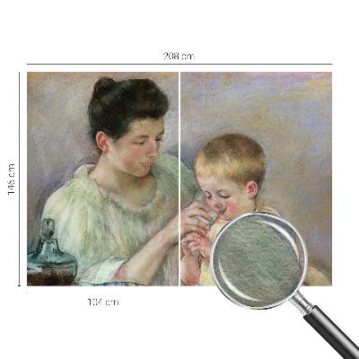 Non-woven wall mural with a parental care motif
