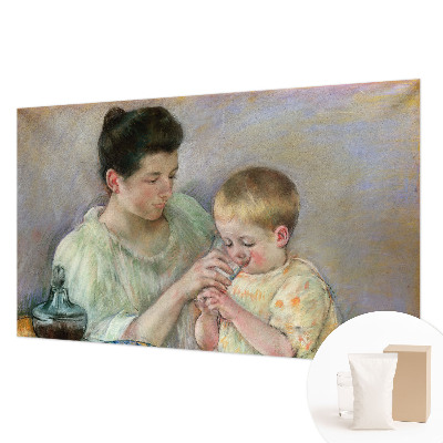 Non-woven wall mural with a parental care motif