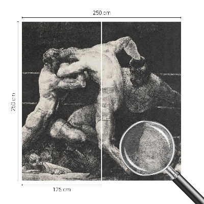 Wall mural featuring a boxers' duel