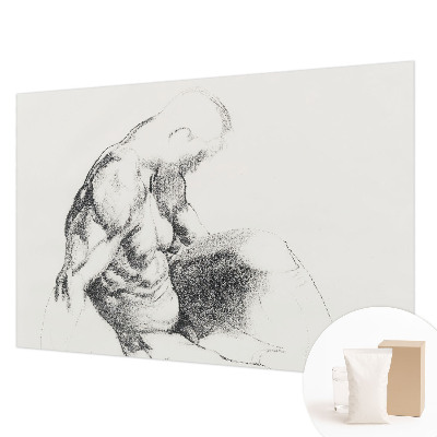 Wallpaper mural with a sketch-style male figure