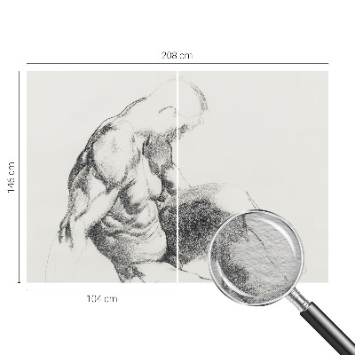 Wallpaper mural with a sketch-style male figure