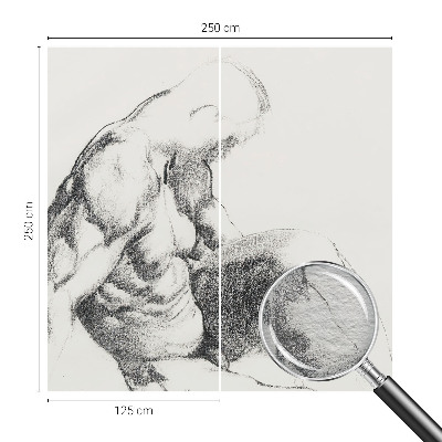 Wallpaper mural with a sketch-style male figure