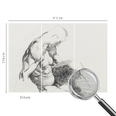 Wallpaper mural with a sketch-style male figure