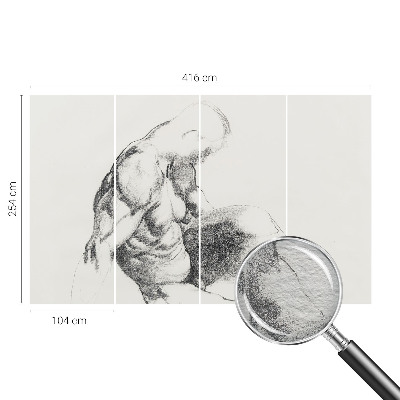 Wallpaper mural with a sketch-style male figure