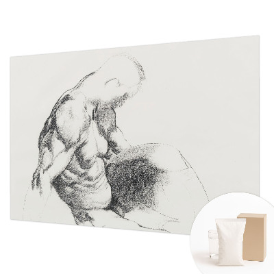 Wallpaper mural with a sketch-style male figure