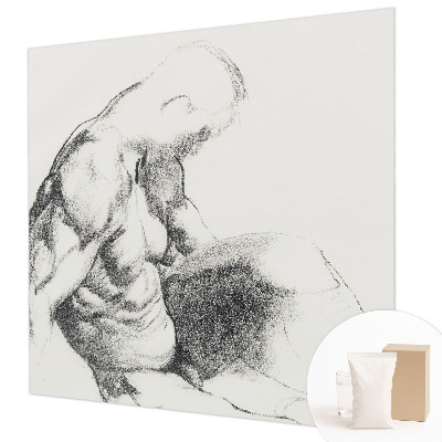 Wallpaper mural with a sketch-style male figure