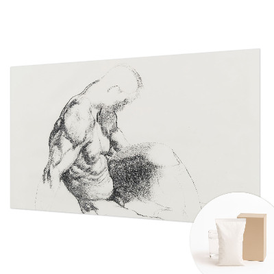 Wallpaper mural with a sketch-style male figure