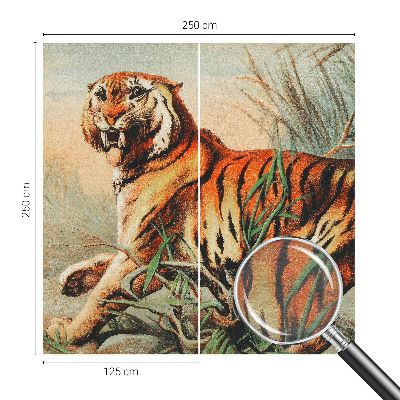 Bedroom wall mural wallpaper with a tiger in a natural landscape