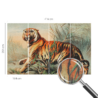 Bedroom wall mural wallpaper with a tiger in a natural landscape