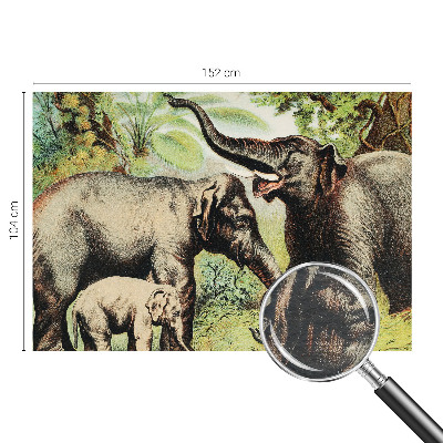 Wall mural for living room featuring a family of elephants