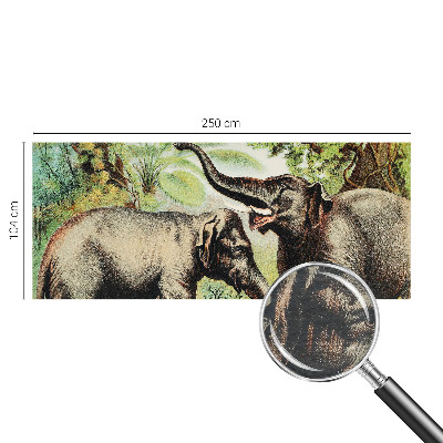 Wall mural for living room featuring a family of elephants