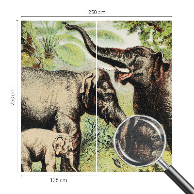 Wall mural for living room featuring a family of elephants