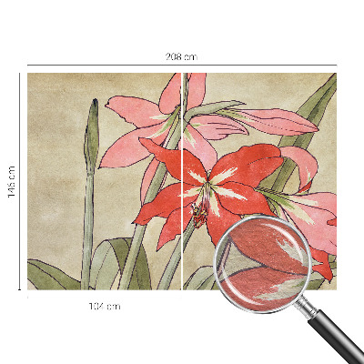 Large wall mural featuring daylily flowers