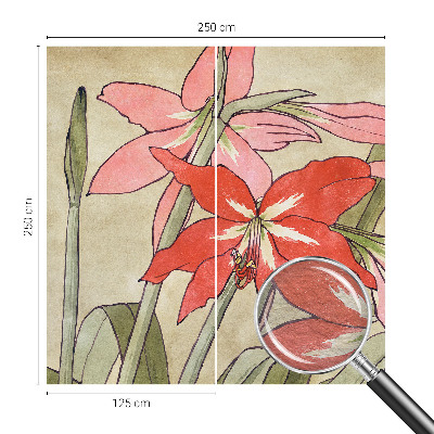 Large wall mural featuring daylily flowers