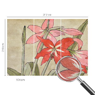 Large wall mural featuring daylily flowers