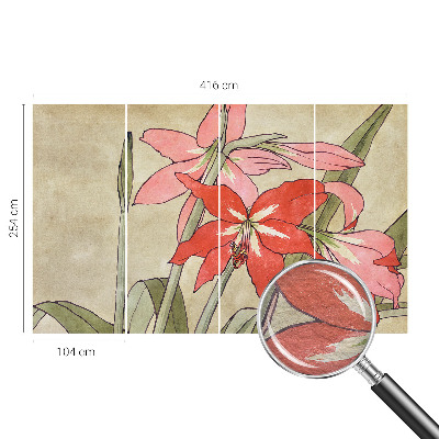 Large wall mural featuring daylily flowers