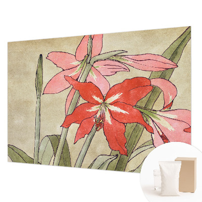 Large wall mural featuring daylily flowers