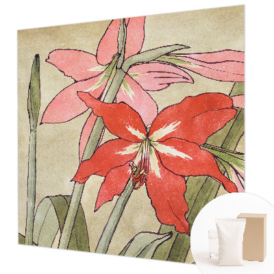 Large wall mural featuring daylily flowers