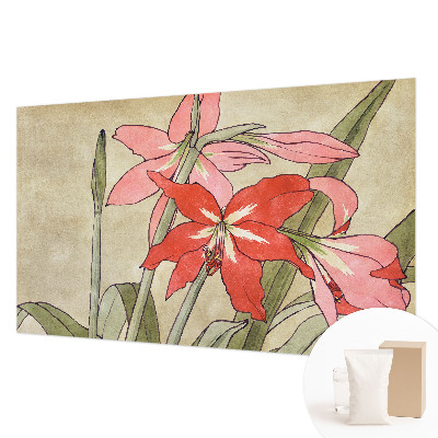 Large wall mural featuring daylily flowers