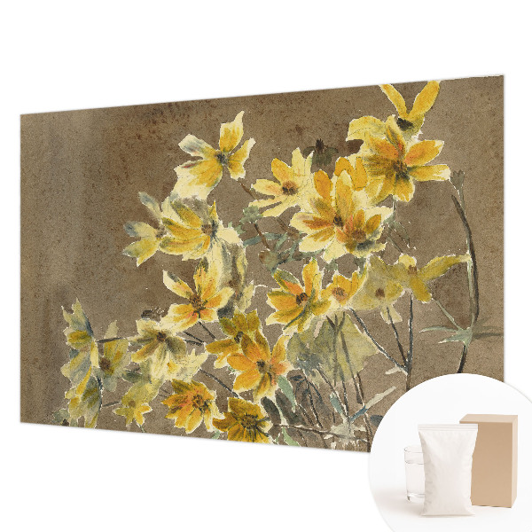 Large wallpaper mural with a sunny bouquet design