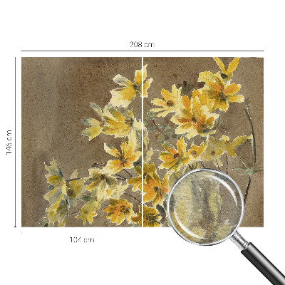 Large wallpaper mural with a sunny bouquet design