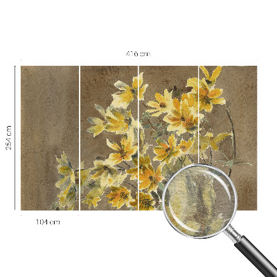 Large wallpaper mural with a sunny bouquet design