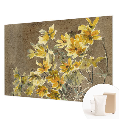 Large wallpaper mural with a sunny bouquet design