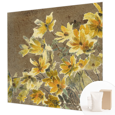 Large wallpaper mural with a sunny bouquet design