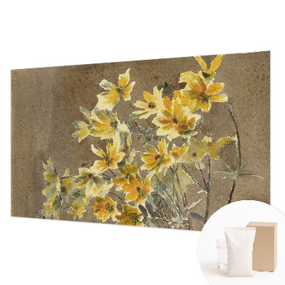 Large wallpaper mural with a sunny bouquet design