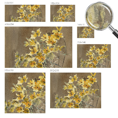 Large wallpaper mural with a sunny bouquet design