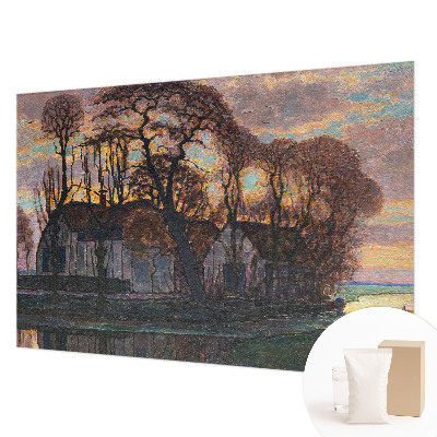 Large wall mural wallpaper with an evening landscape design