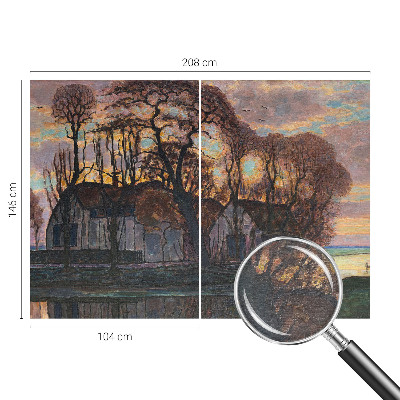 Large wall mural wallpaper with an evening landscape design