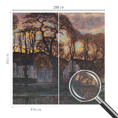 Large wall mural wallpaper with an evening landscape design