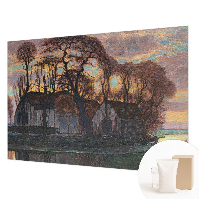 Large wall mural wallpaper with an evening landscape design