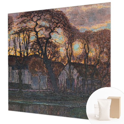 Large wall mural wallpaper with an evening landscape design