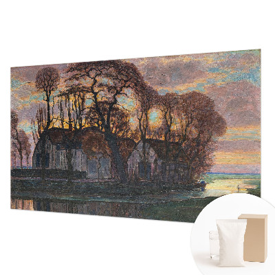 Large wall mural wallpaper with an evening landscape design