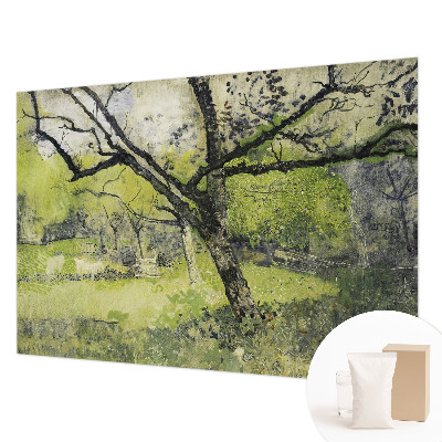 Modern wall mural with a spring park design