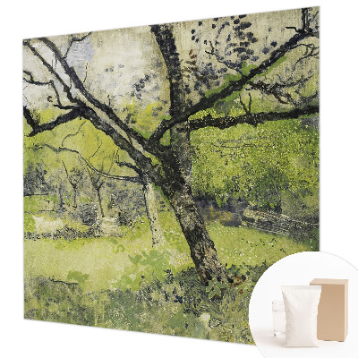 Modern wall mural with a spring park design