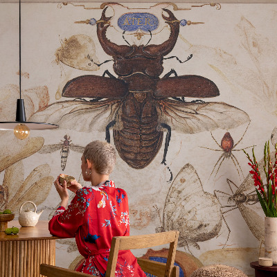 Modern wall mural for bedroom featuring a natural harmony design