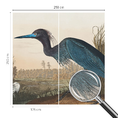 Wall mural for bedroom with a water birds motif