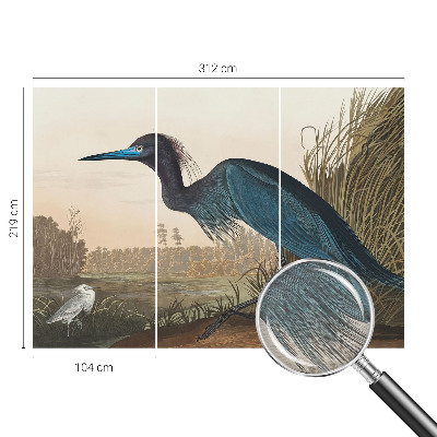 Wall mural for bedroom with a water birds motif