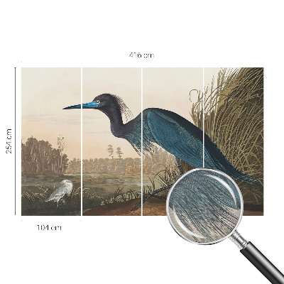 Wall mural for bedroom with a water birds motif