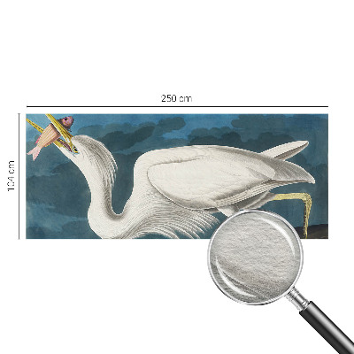 Wall mural for living room featuring a bird holding a fish motif