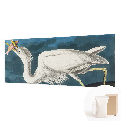 Wall mural for living room featuring a bird holding a fish motif